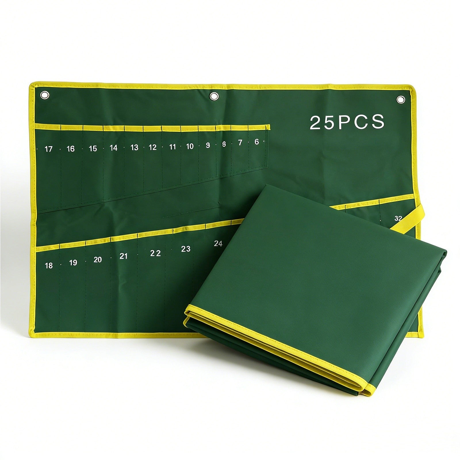 25 Pocket Roll Up Spanner Wrench Tool Organizer – Canvas Storage Pouch for Hand Tools