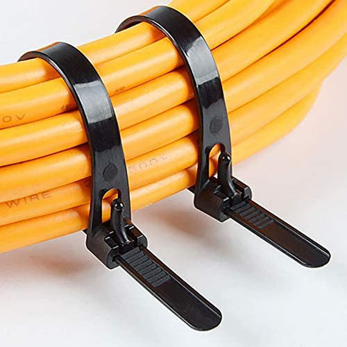 120PCS Black Reusable Cable Ties Nylon Zip Tie Ratchet Wire Wraps 20cm