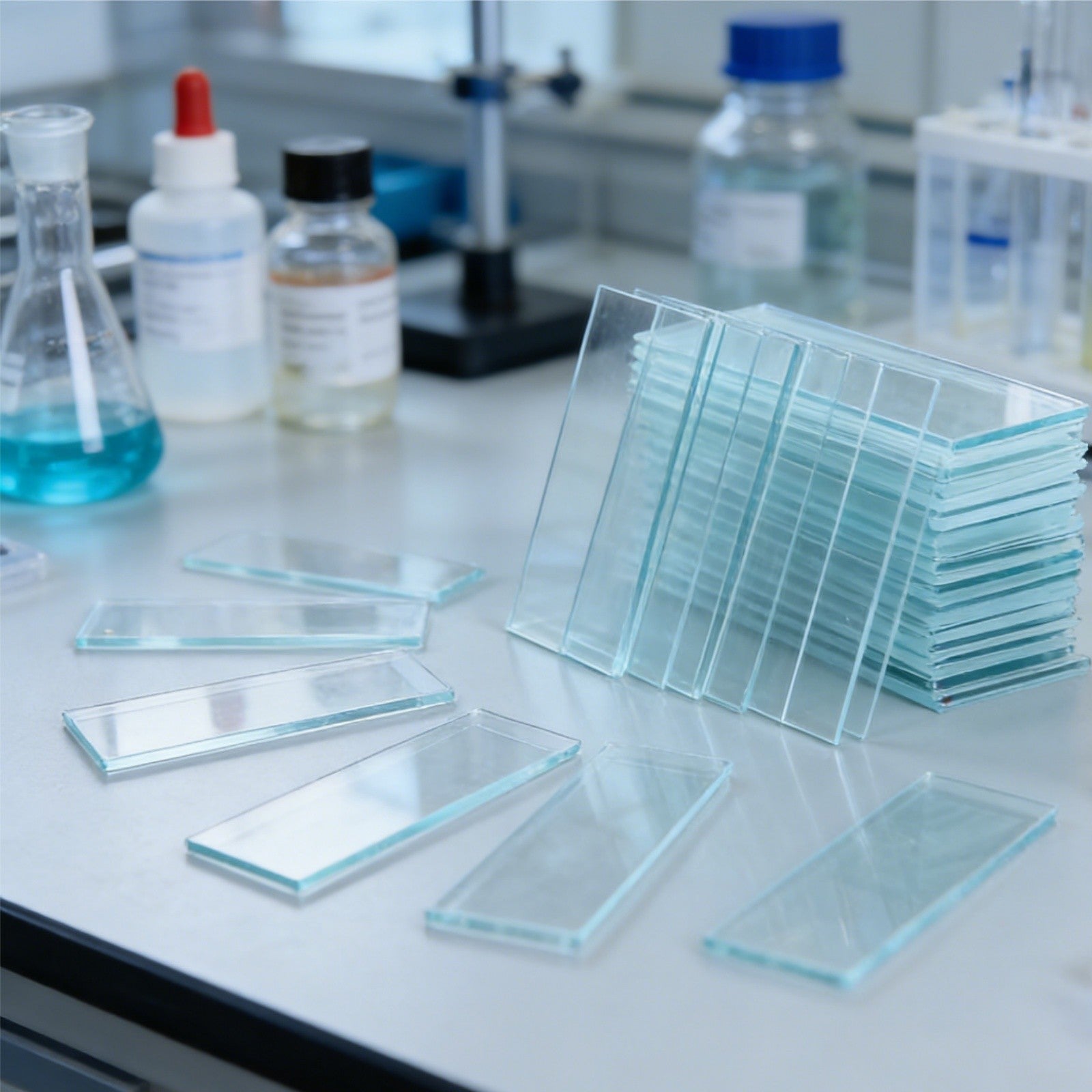 50pcs Microscope Glass Slides with 100pcs 5ml Plastic Pipettes | Lab Sample Kit
