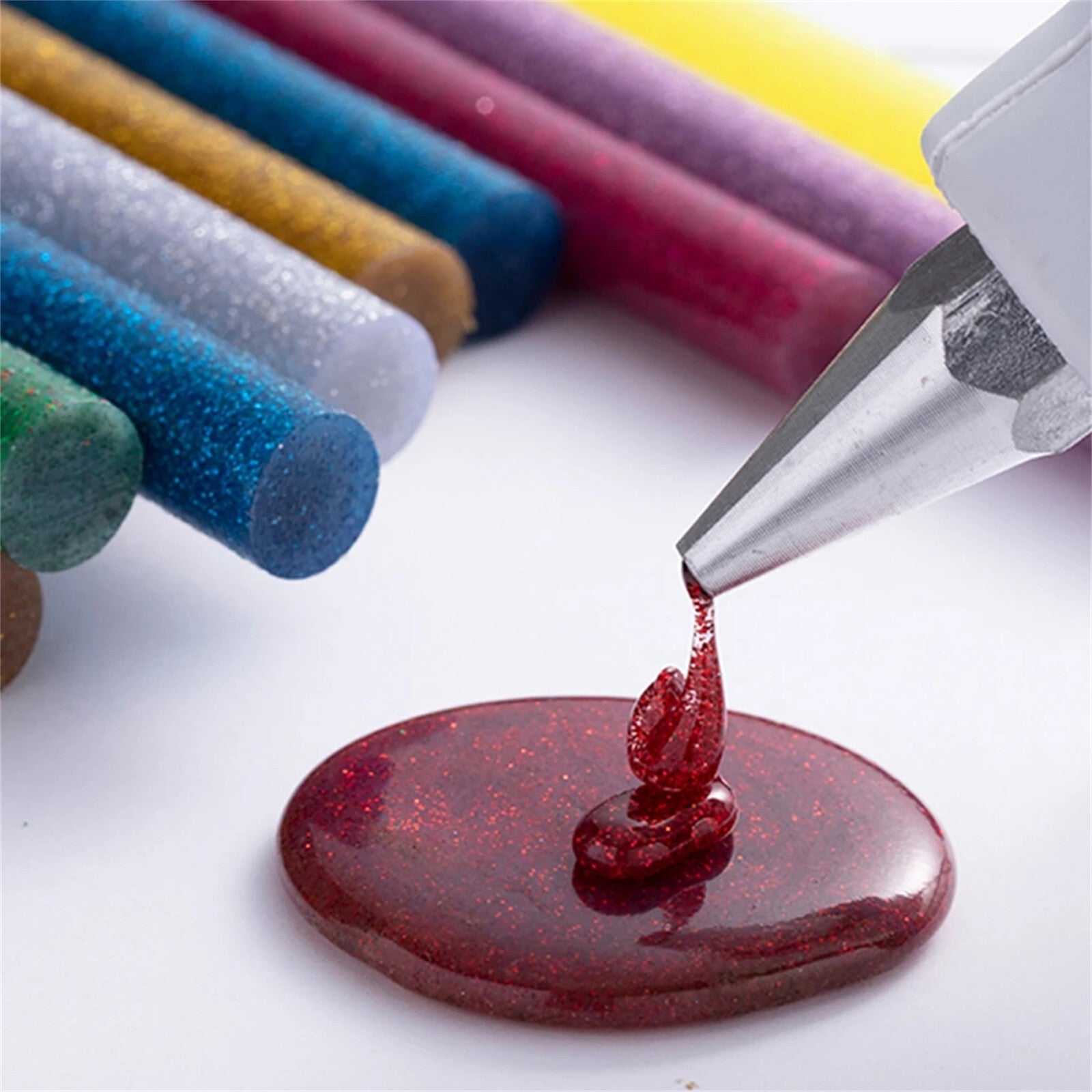 300PCS Multi Colour Glitter Hot Melt Glue Sticks - 0.7x10cm for Electric Glue Gun DIY Crafts