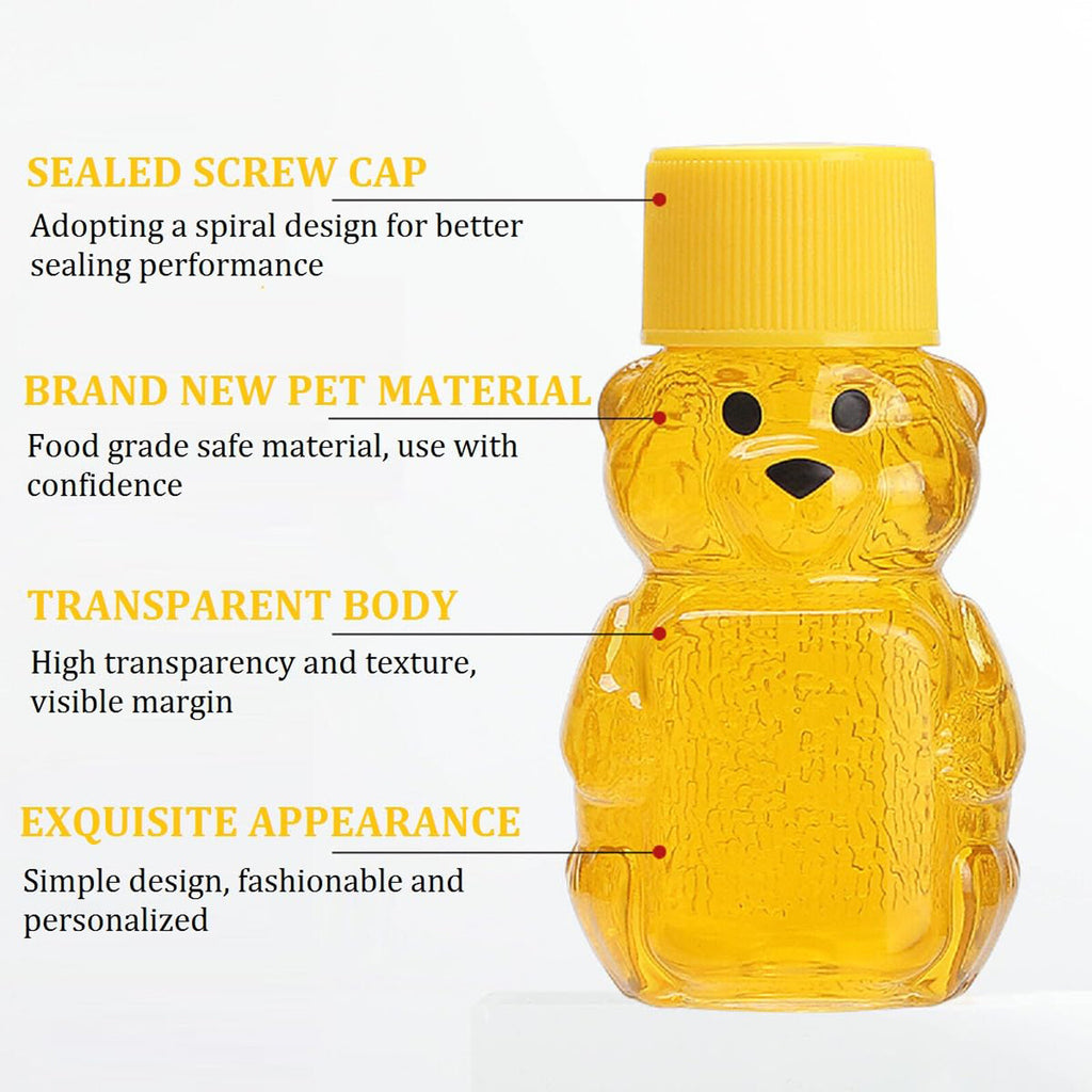 10PCS 60ml Plastic Empty Honey Bear Bottle Squeeze Bear Jar Storage Kit w/ Brush