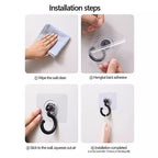 5PCS Rotatable Self Adhesive Wall Hooks Ceiling Door Hanger Heavy Duty Black