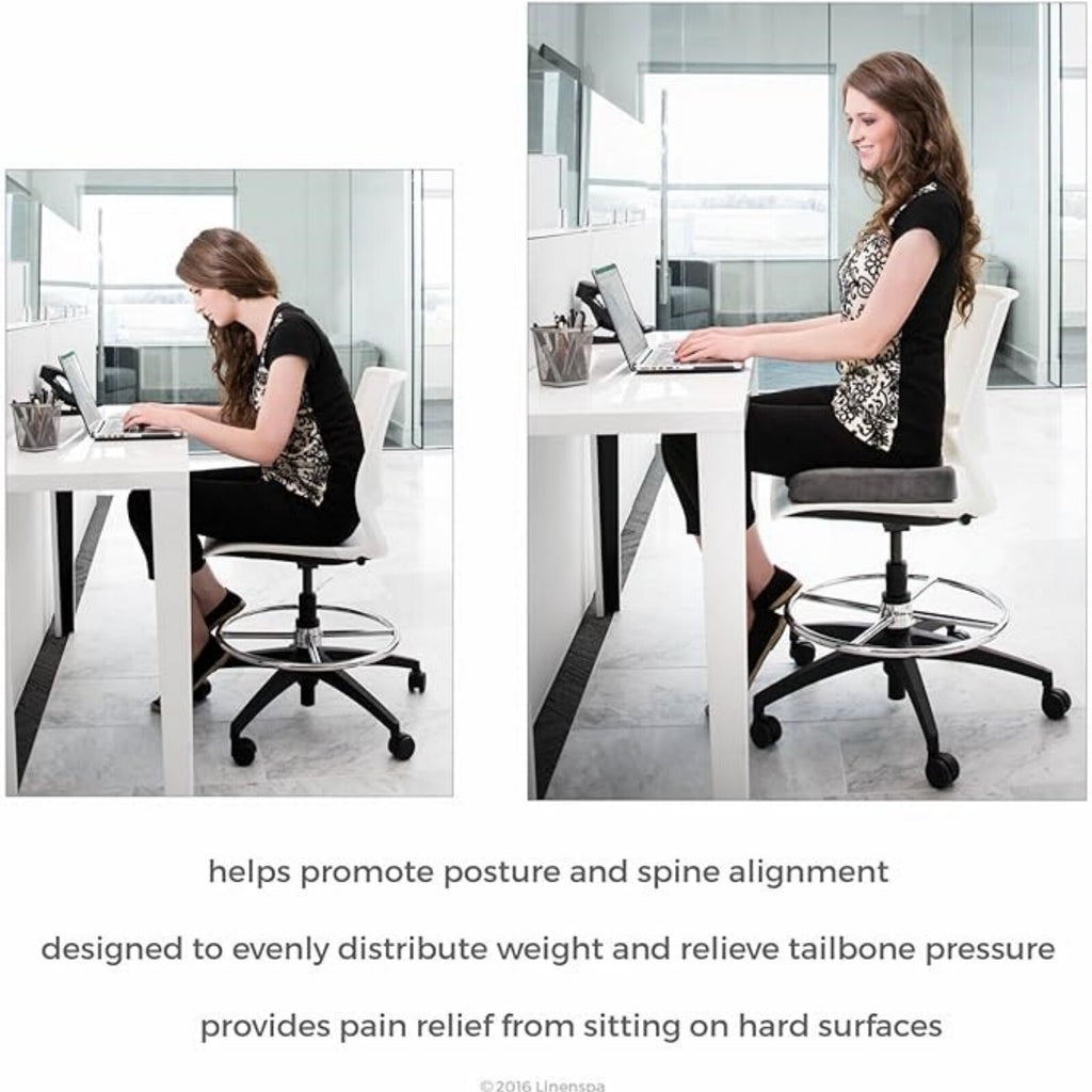 Orthopaedic Memory Foam Seat Cushion Chair Support Pillow for Back Pain Relief