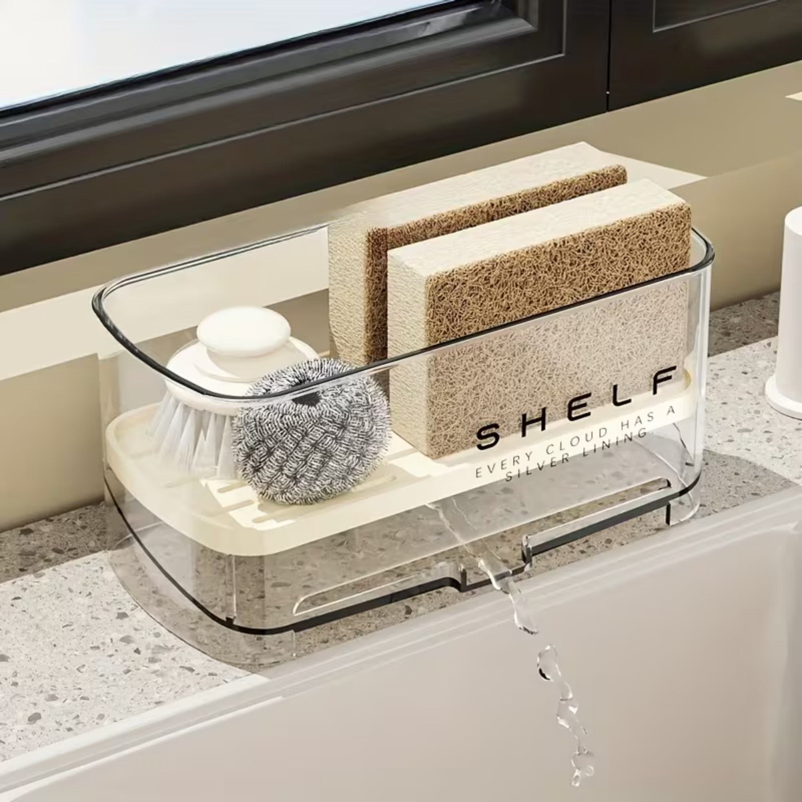 Transparent Kitchen Sink Rag Rack - Sponge Drain Storage Rack for Faucet and Sink Area