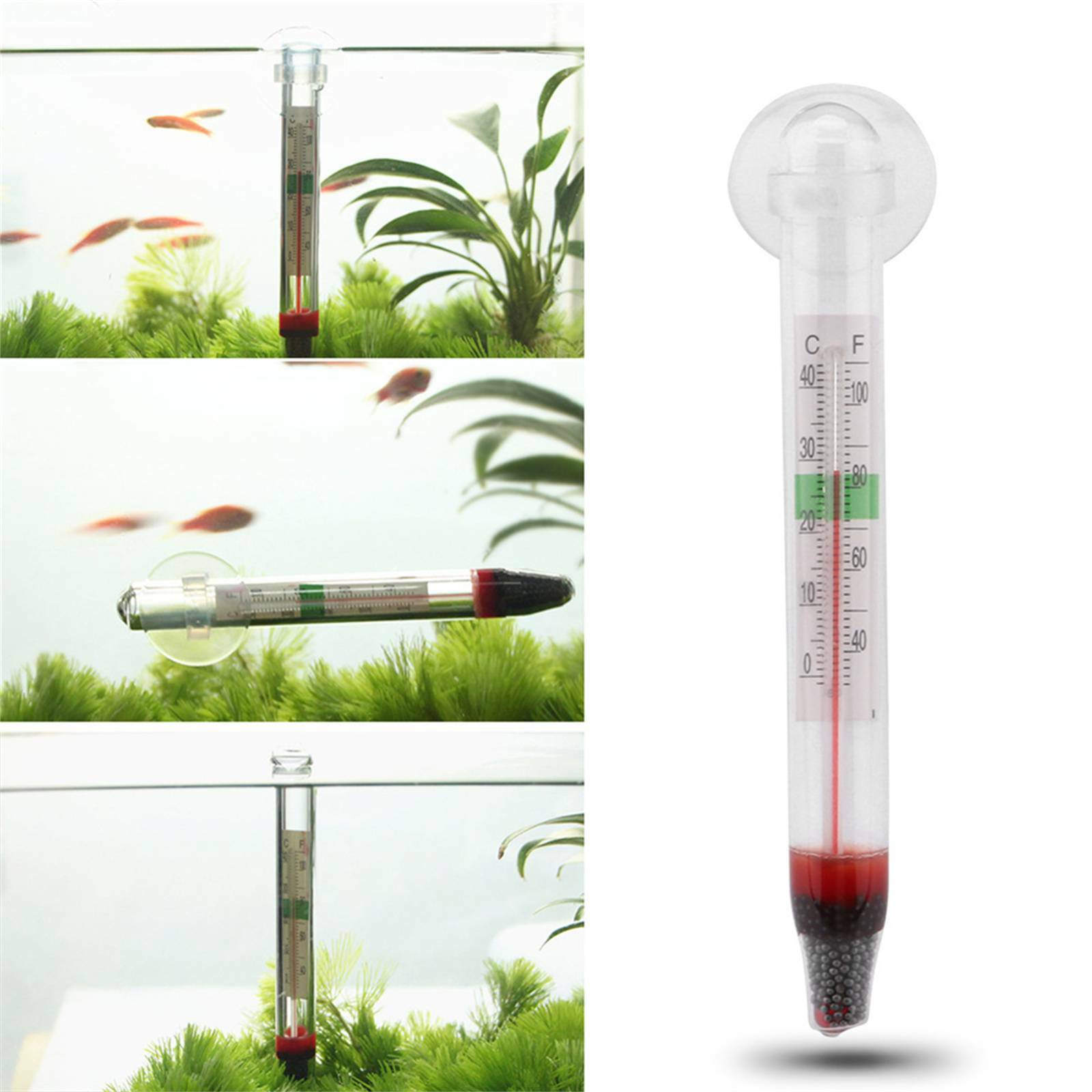 5PCS Aquarium Thermometer Glass Fish Tank Temperature Meter with Suction Cup