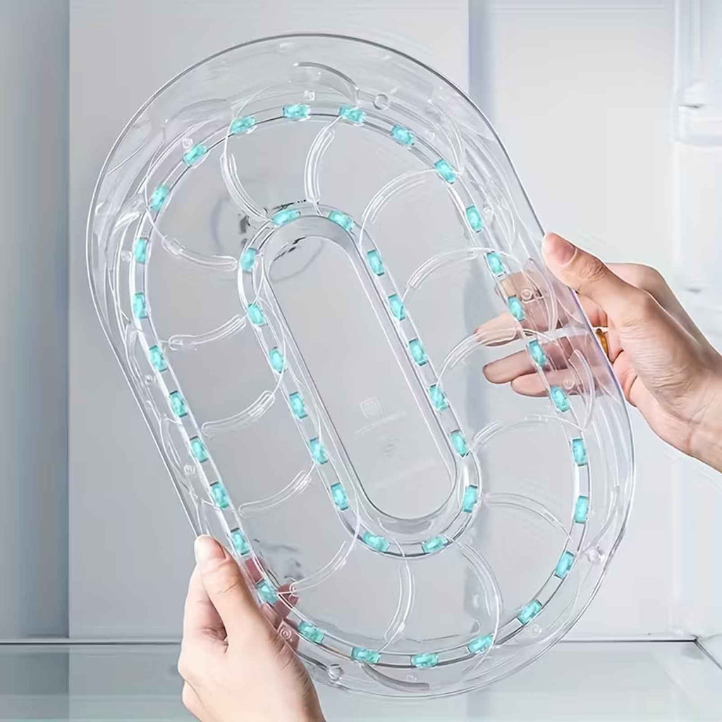 360° Rotating Fridge Organizer Tray – Lazy Susan Kitchen Storage Container