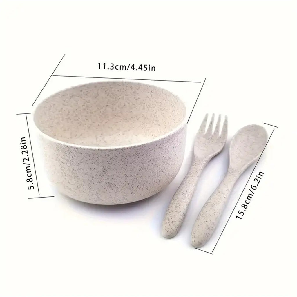 Wheat Straw Dinnerware Set, Kitchen Bowl, Fork and Spoon, Kitchen Dinnerware Set