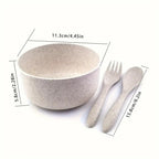 Wheat Straw Dinnerware Set, Kitchen Bowl, Fork and Spoon, Kitchen Dinnerware Set