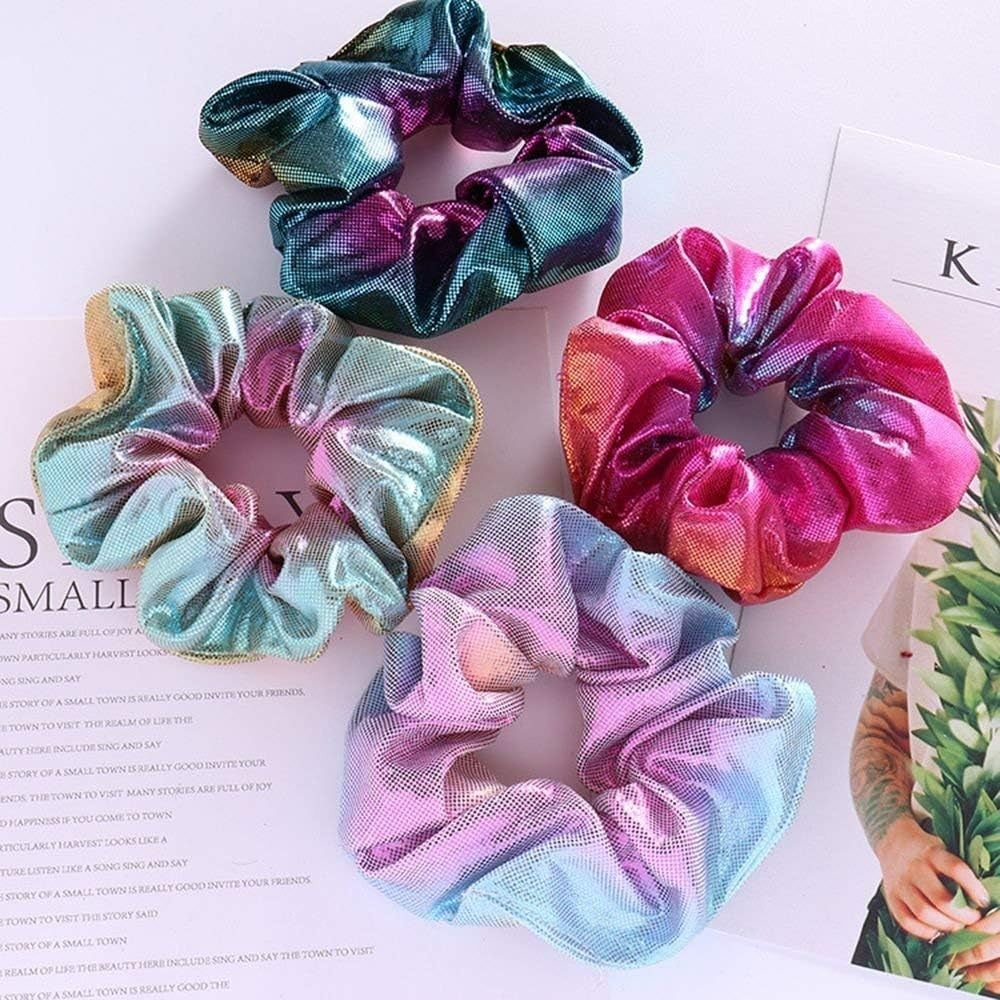 40PCS Metallic Glitter Scrunchies - Women’s Elastic Hair Ties Multicolour
