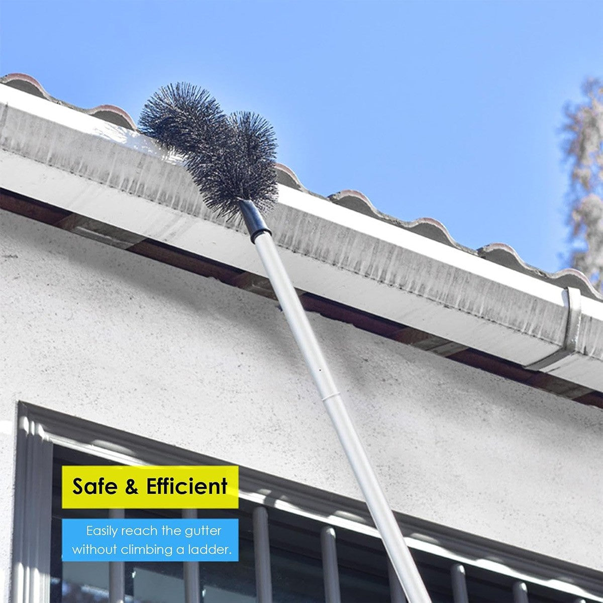 2PCS Gutter Cleaning Brush with Extendable Pole 208cm – Roof Gutter Cleaning Tool