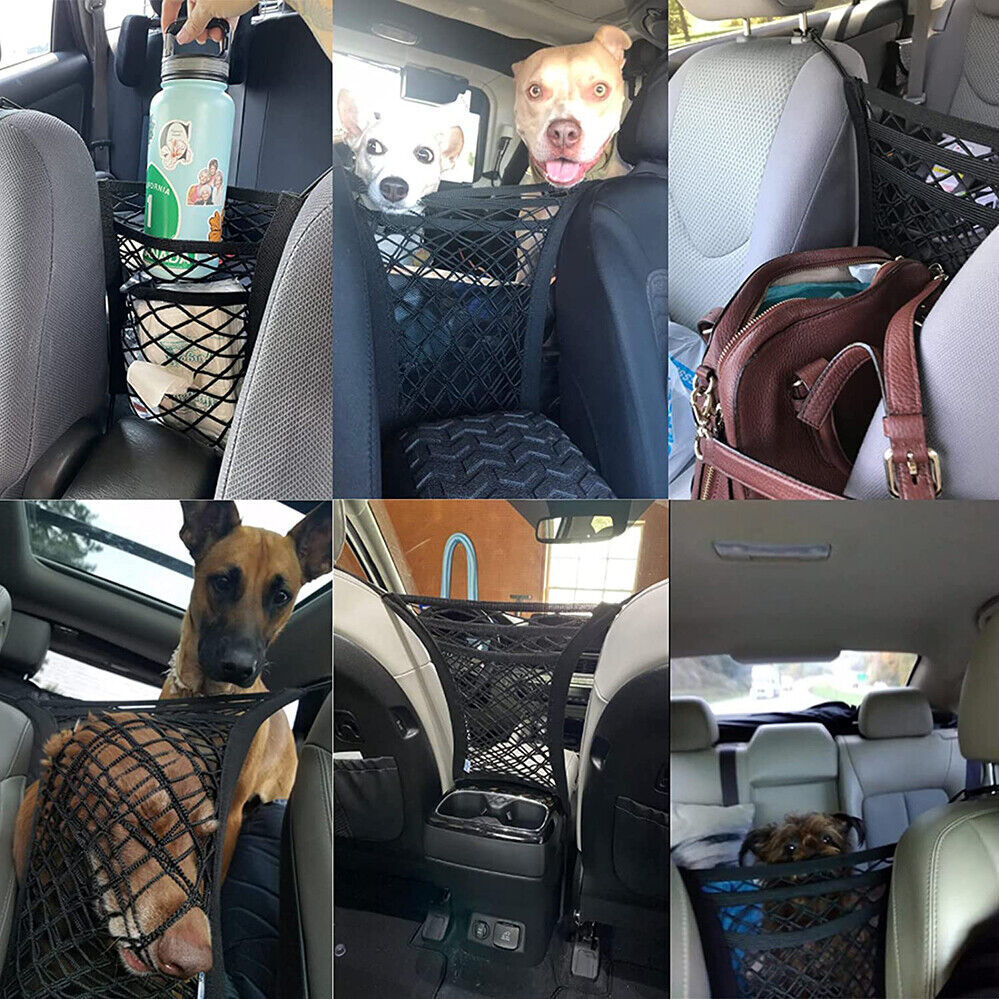 5pcs Car Seat Storage Net Mesh Organizer | Elastic Backseat Barrier Cargo Pocket