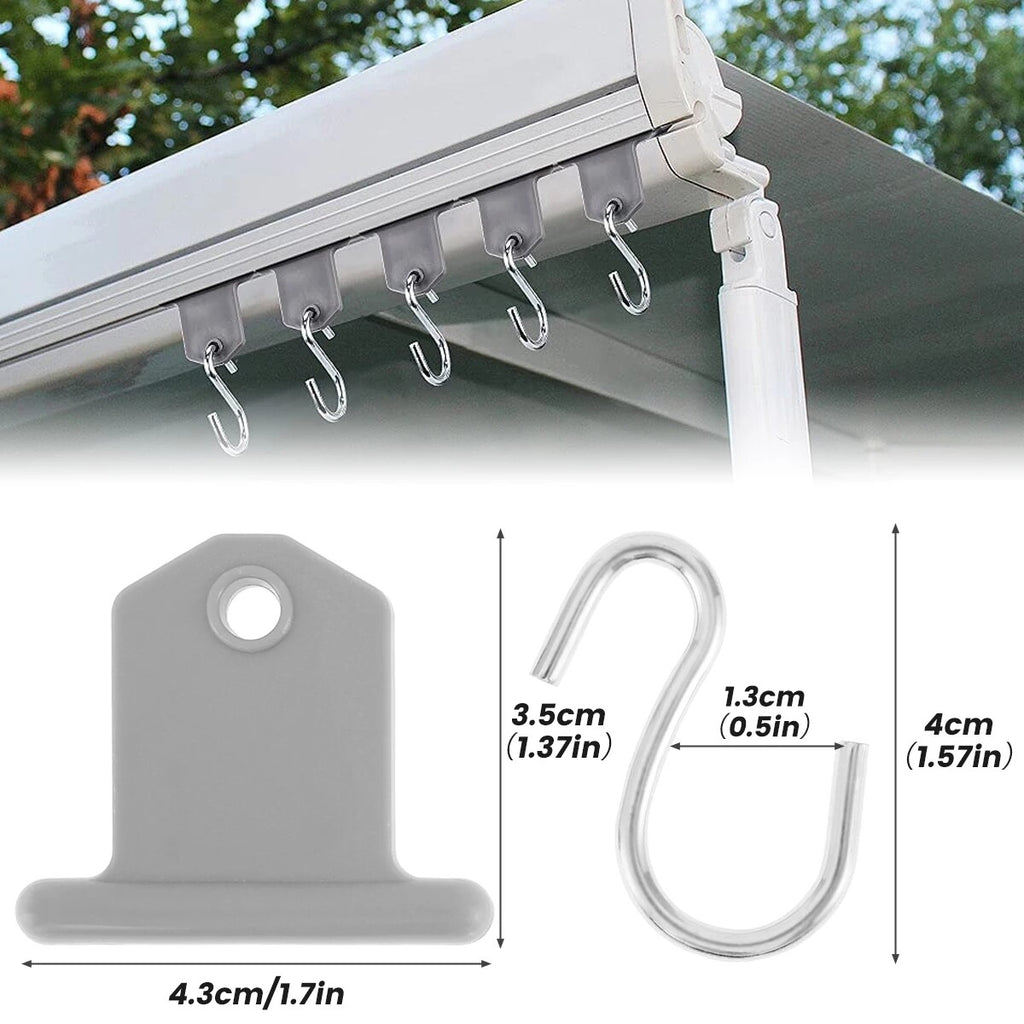 40pcs RV Awning S Hooks | Tent Awning Rail Clips Hanging Hooks for Camping & Caravan