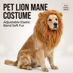 Pet lion mane costume with soft faux fur and an elastic band