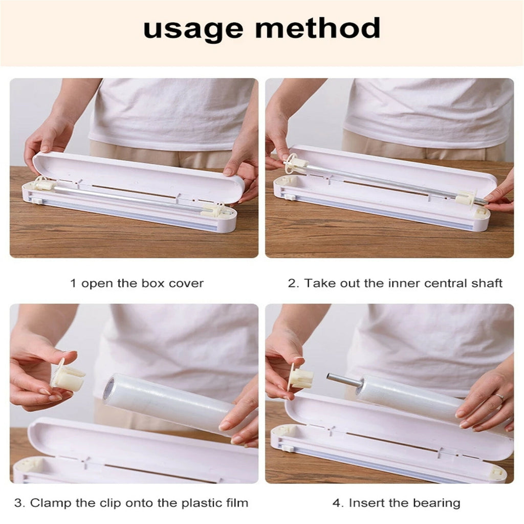 Bamboo Food Wrap Dispenser with Cutter | 3 Slot Cling Film & Foil Storage Organizer