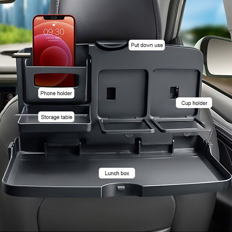 Car Backseat Organizer with Foldable Tray | Multi-Function Storage Holder