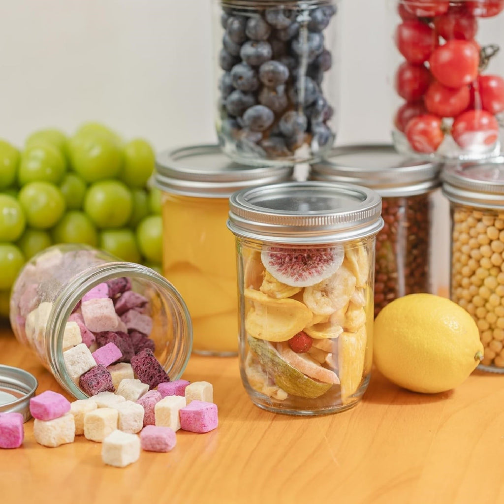 2PCS Overnight Oats Jars Airtight Dual Layer Mason Jars - Yogurt Parfait Cups with Wet Dry Separation