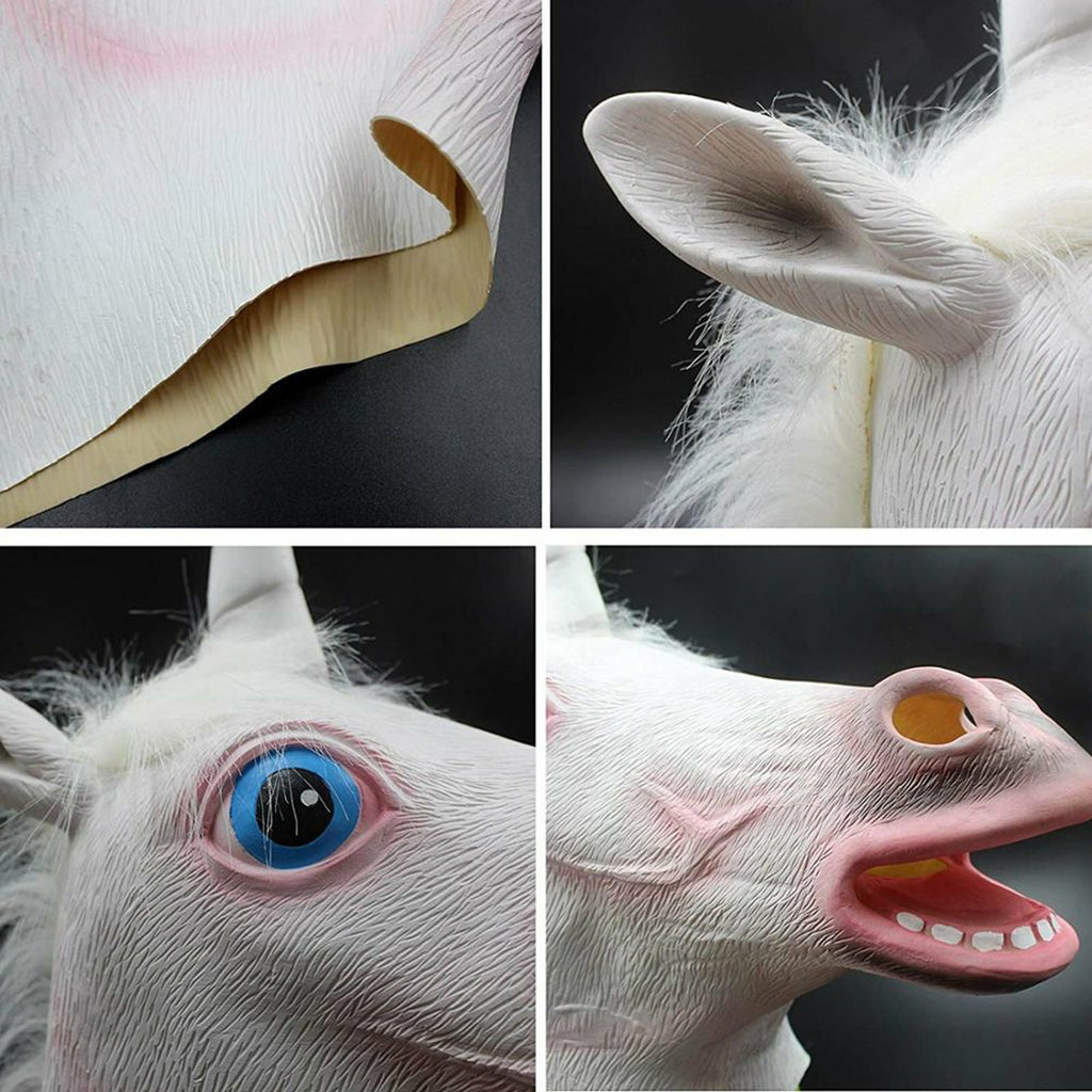 Female Horse Head Mask Latex Full Face Costume Mask - Animal Cosplay Party Halloween Prop