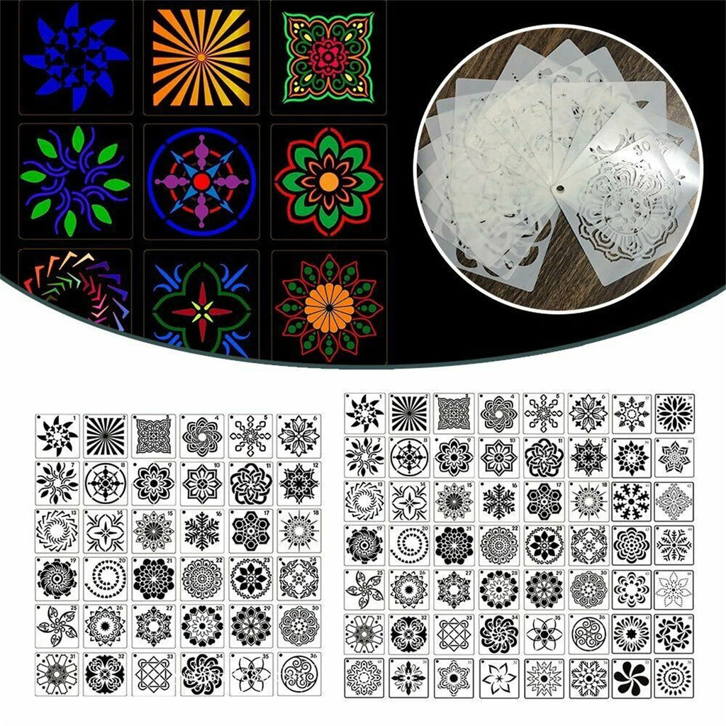 72PCS Mandala Painting Stencils DIY Drawing Templates Craft Scrapbooking Tool