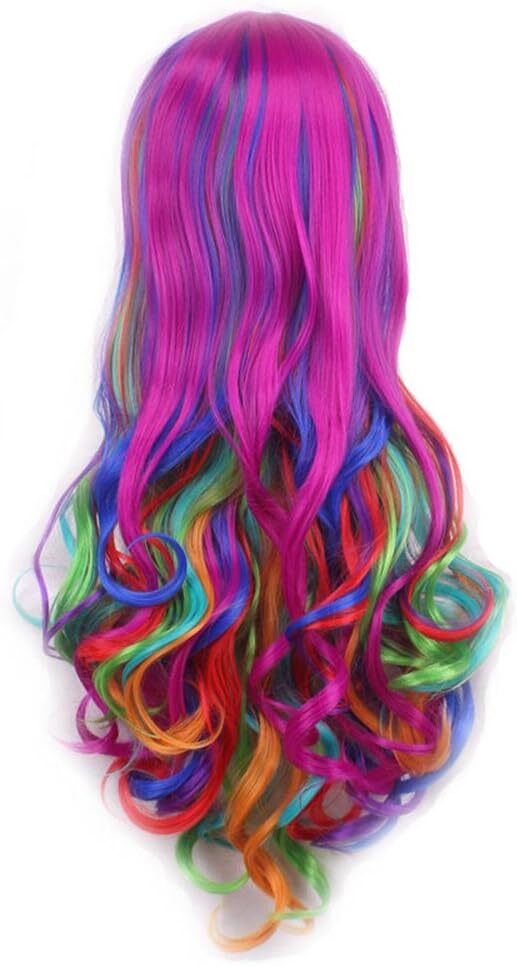 70cm Rainbow Lolita Cosplay Wig | Long Curly Wavy Synthetic Hair Wig for Women
