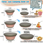 3PCS Collapsible Camping Bowl with Lid Foldable PP TPR Travel Soup Ramen Bowl