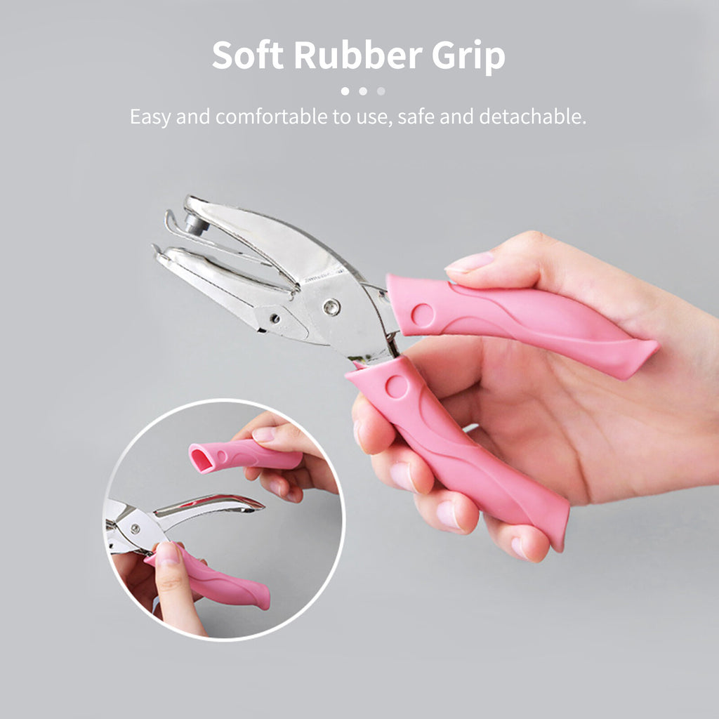 2Pcs Manual Puncher Paper Hand Metal Hole Punch Cutter Circle Soft Grip Paper
