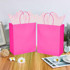 40 Pack Kraft Paper Gift Bags with Handles – Brown, White, Sky Blue and Hot Pink Shopping Carry Bags