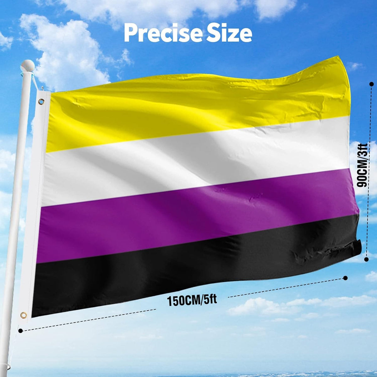 Non binary flag displayed on a wall