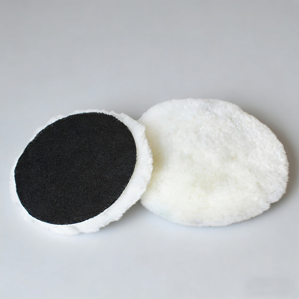 4PCS 5 Inch Wool Polishing Pads - Sheepskin Buffing Pads with Hook and Loop Back