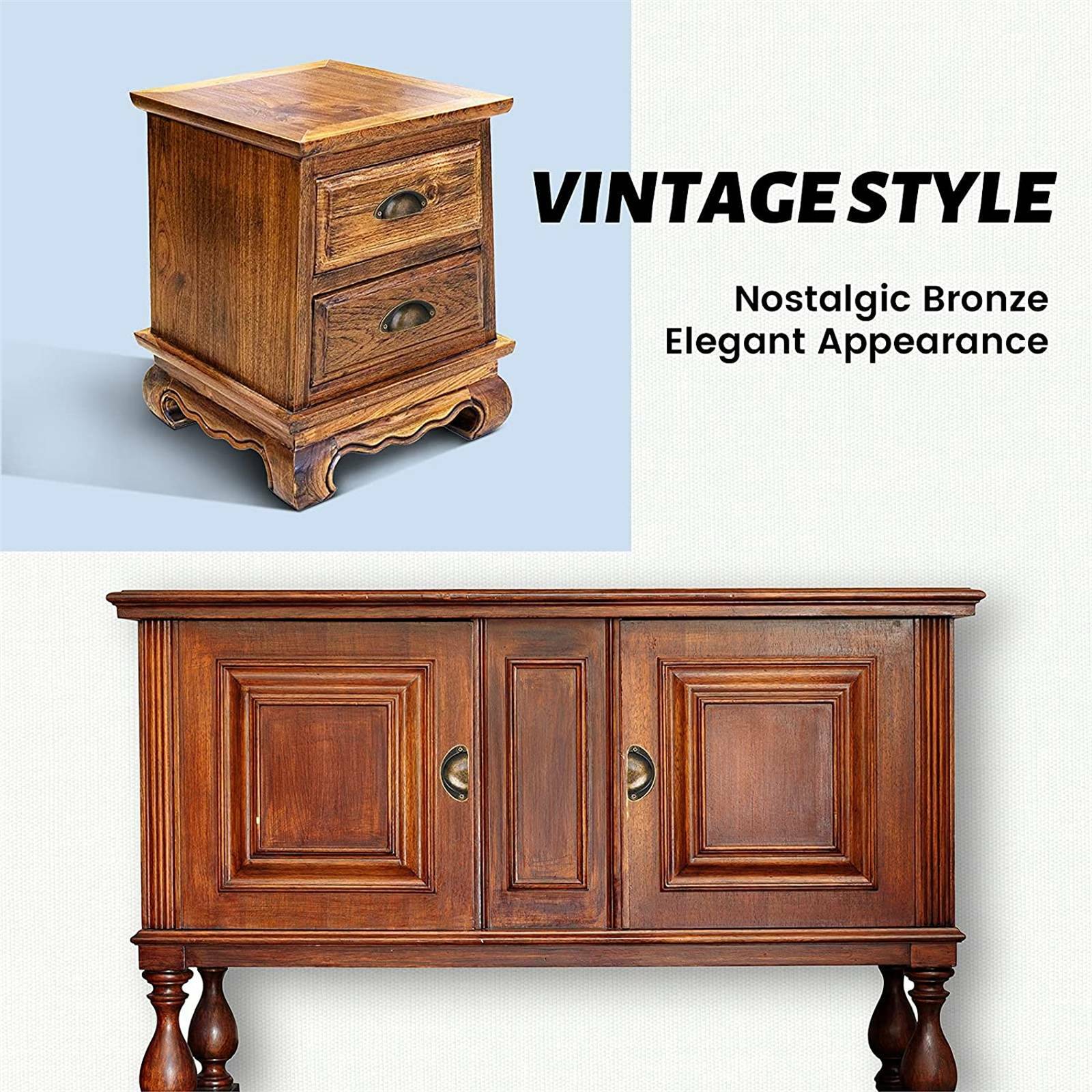 60pcs Vintage Drawer Cup Pull Handles | Matte Brown Cabinet Dresser Handles