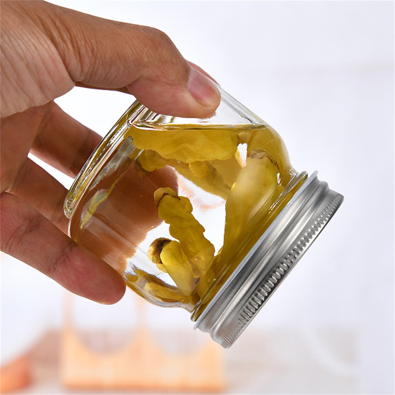 6PCS 250ml Glass Jars with Lids and 4 Stainless Steel Spoons - Small Food Storage Jars