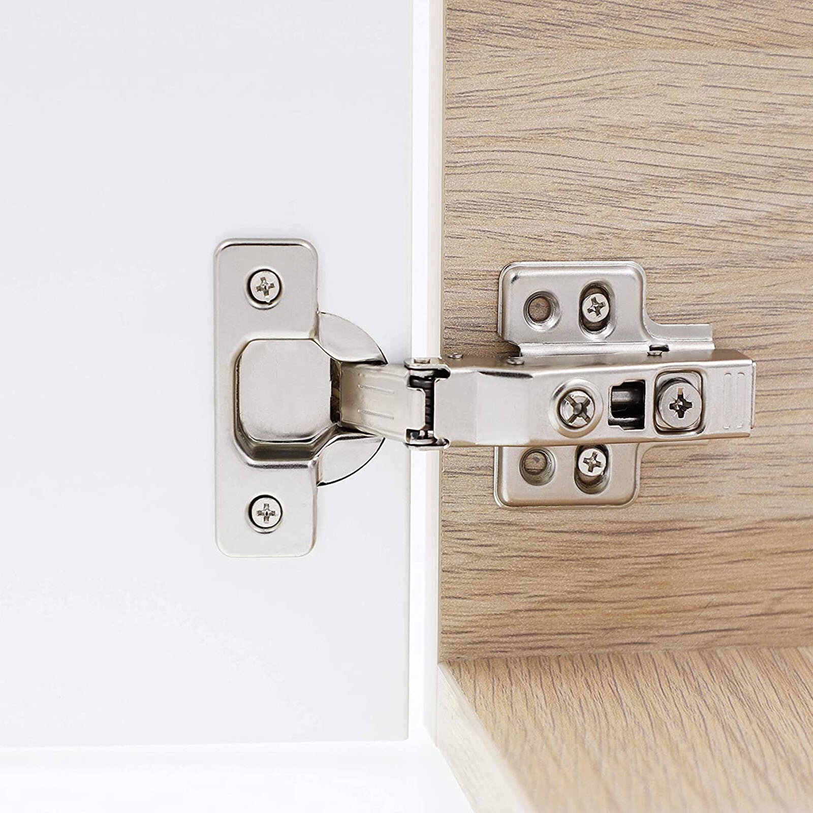 10 Set Kitchen Cabinet Door Hinge Repair Kit with Soft Close Hinges and Fixing Plates