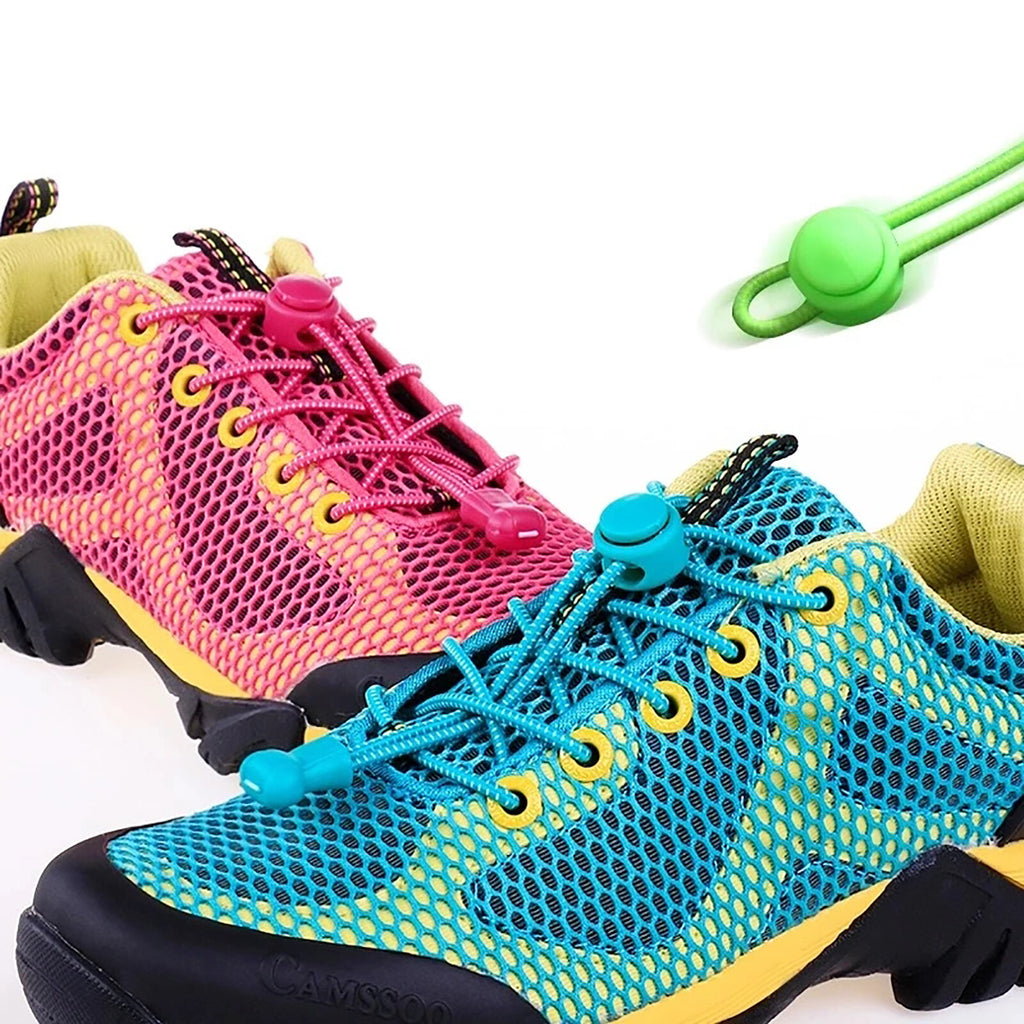 No Tie Elastic Shoelaces Lock System Running Sneakers Trainers Quick Lock Laces