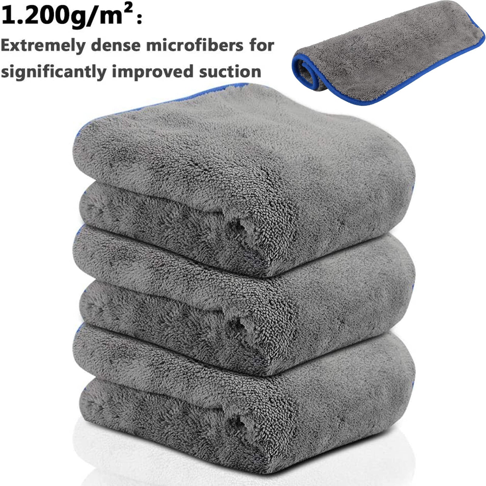 2pcs 1200GSM Microfibre Cleaning Cloth 40x40cm | Ultra Thick Car Drying Towel