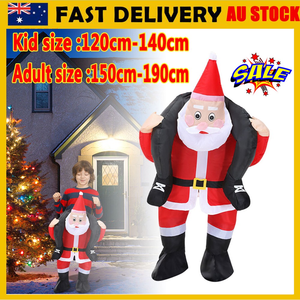 Riding Santa Inflatable Costume Suit Christmas Cosplay Party Decor Adult Kids OD