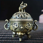 Elephant Lotus Incense Burner Metal Incense Holder Bowl Decorative Incense Burner