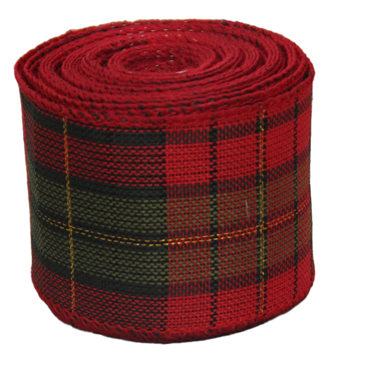 Wired Christmas ribbon roll style 7 – dark red and green tartan