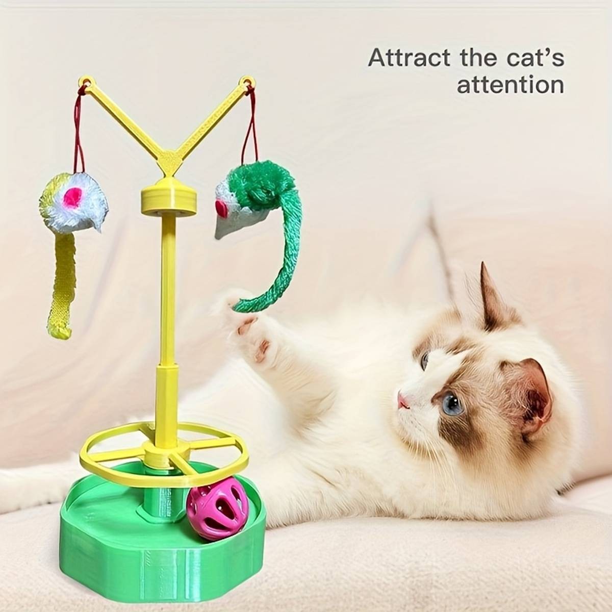 Cat Spinning Wheel Toy Interactive Cat Toy Self Amusement Plush Mouse Indoor Pet