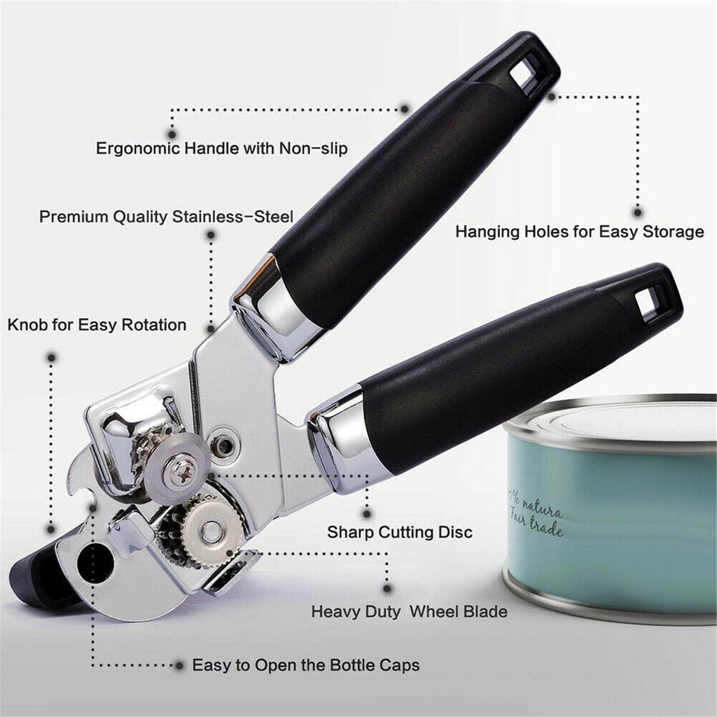 2PCS Stainless Steel Can and Bottle Opener - Manual Heavy Duty 3 in 1 Kitchen Opener
