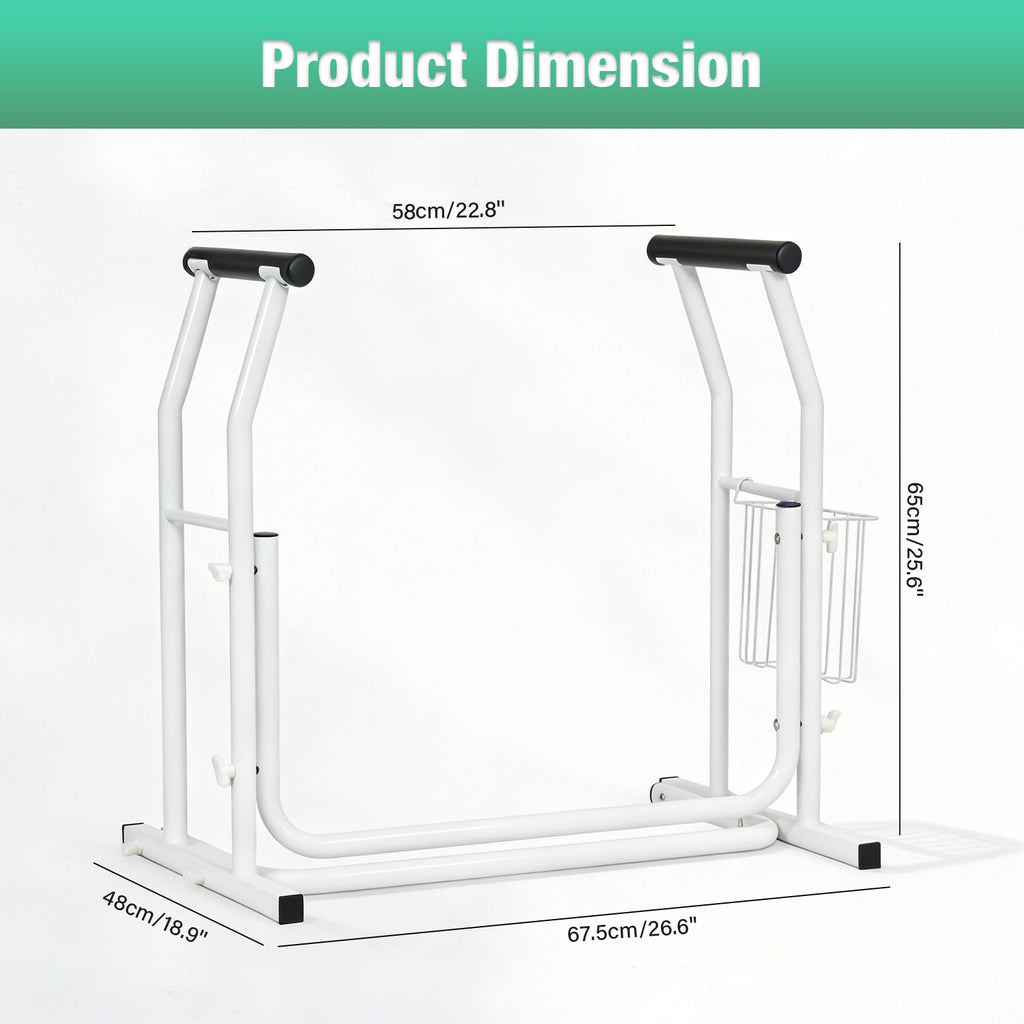 Toilet Support Frame Safety Grab Rail with Storage Basket Non-Slip Toilet Aid for Elderly & Disabled
