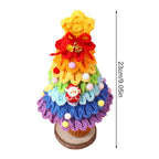 Crochet Christmas tree height guide – 23 cm tall, blue pink colourway