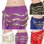2 Pack Belly Dance Hip Scarf Skirt – Chiffon Wrap with Coins for Dance Costume and Performance