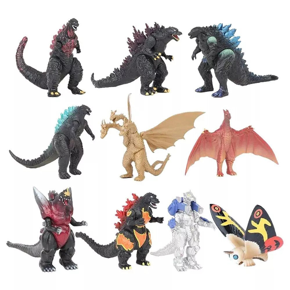 Kaiju mini figures including a three-headed dragon and a flying reptile