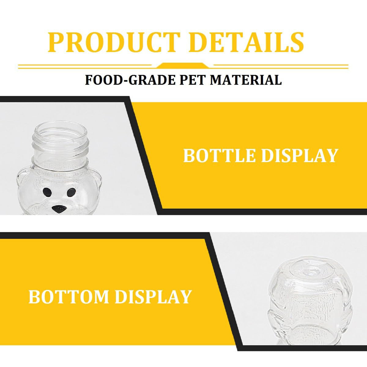 10PCS 60ml Plastic Empty Honey Bear Bottle Squeeze Bear Jar Storage Kit w/ Brush