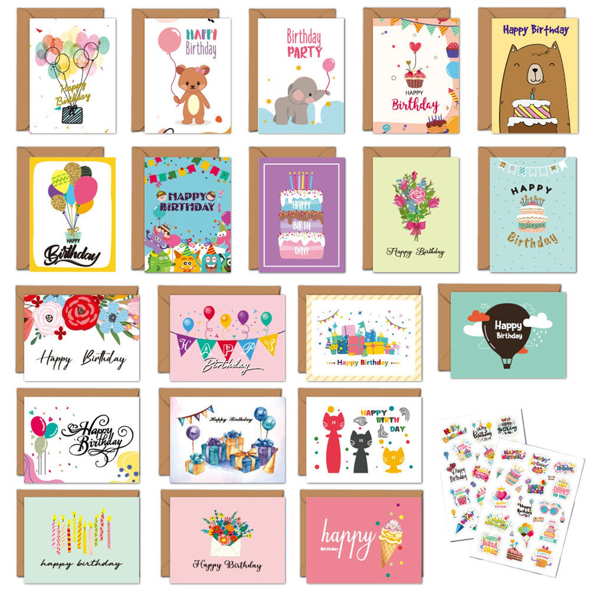 Birthday Greeting Cards Set With Envelopes Colorful DIY Birthday Wish Cards AU
