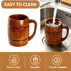 UP 10X Wooden Mug Large Coffee Beer Tea Wood Cup Drinking Drinkware Restaurant