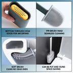 Silicone Toilet Brush with Holder – Hygienic Bathroom Cleaning Brush Set