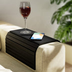Wooden Sofa Arm Tray Table for Couch – Flexible Armrest Tray for Snacks, Drinks and Remote