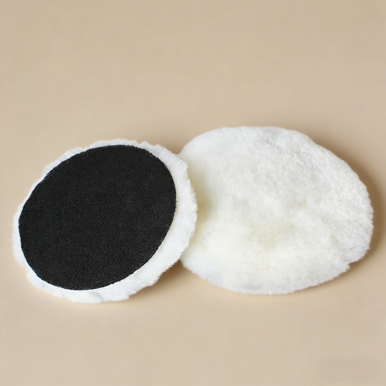 4PCS 5 Inch Wool Polishing Pads - Sheepskin Buffing Pads with Hook and Loop Back