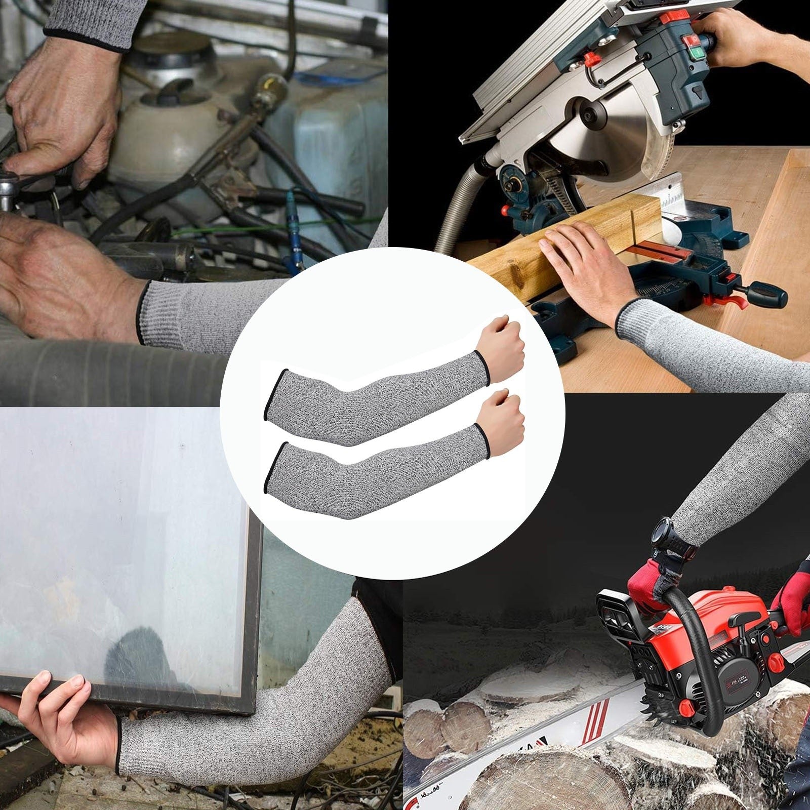 6PCS Cut Resistant Protective Arm Sleeves - Anti Cut Safety Guard Sleeves for Work and Kitchen