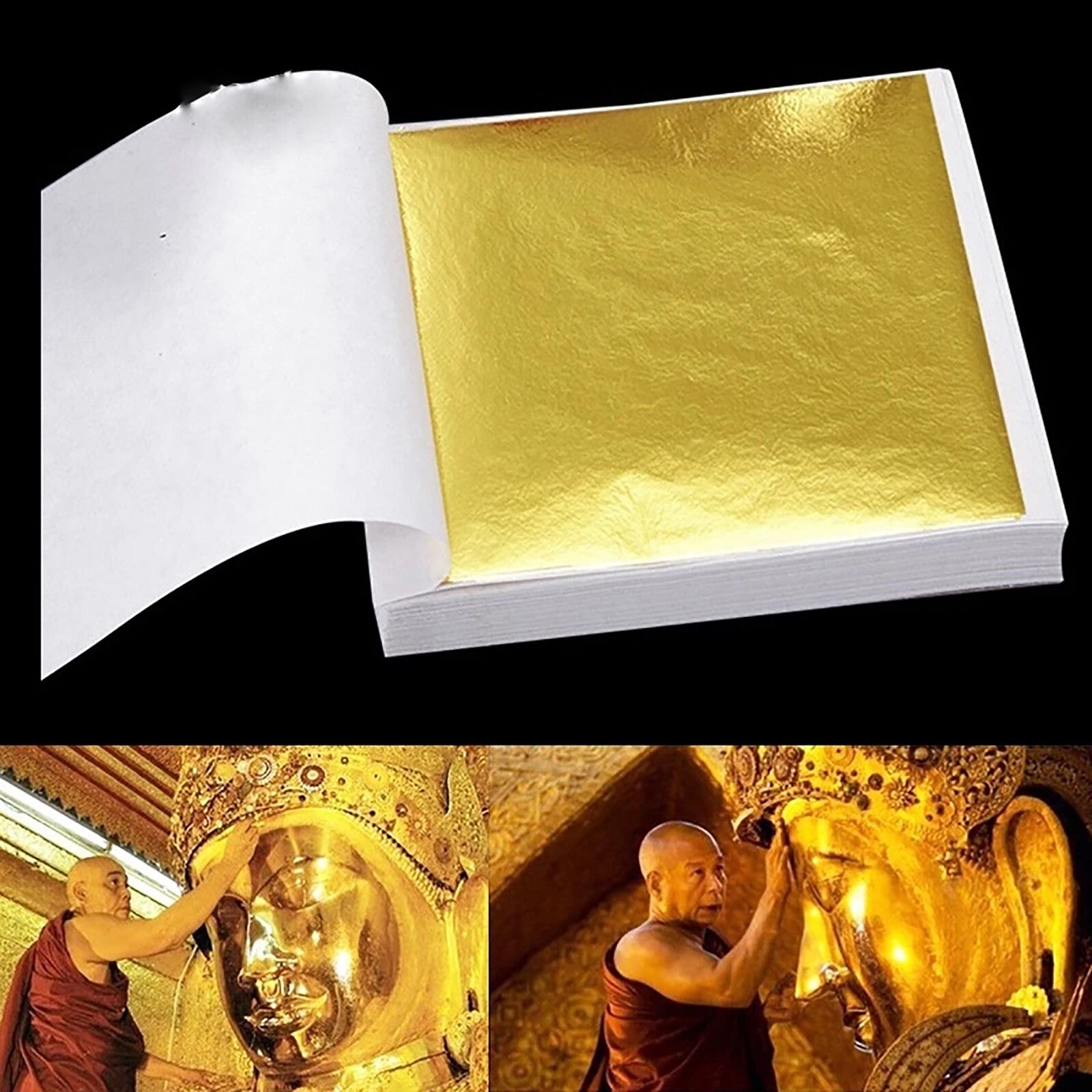 500PCS Imitation Leaf Foil Paper 14x14cm - Rose Gold Silver Gold Gilding Art Craft Sheets